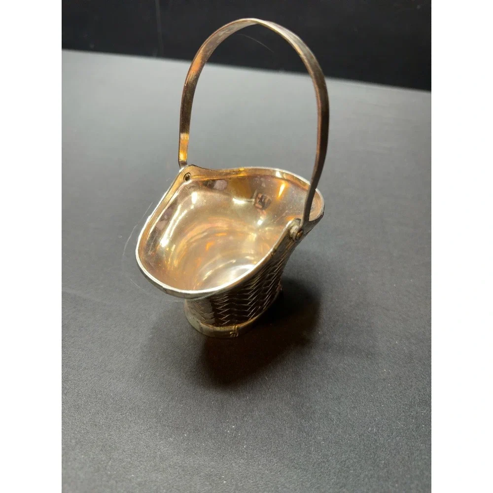 Vintage Leonard Silverplate Miniature Basket Swing Handle Candy Nut Dish
